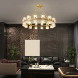 Contemporary Ring Square Crystal Living Room Chandelier Image - 15