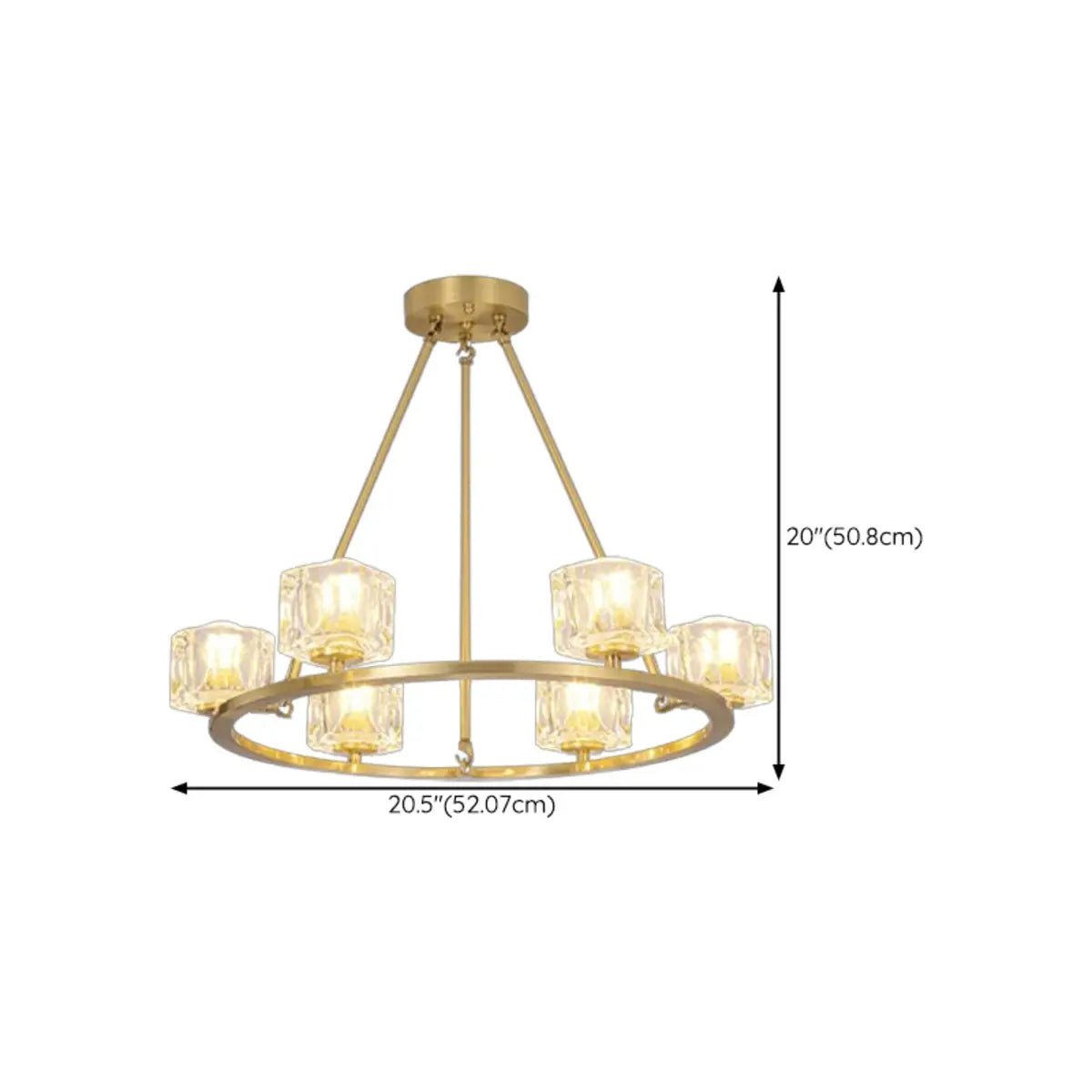 Contemporary Ring Square Crystal Living Room Chandelier 