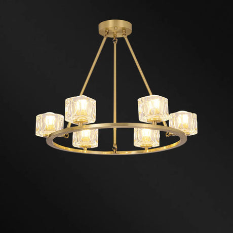 Contemporary Ring Square Crystal Living Room Chandelier Image - 2