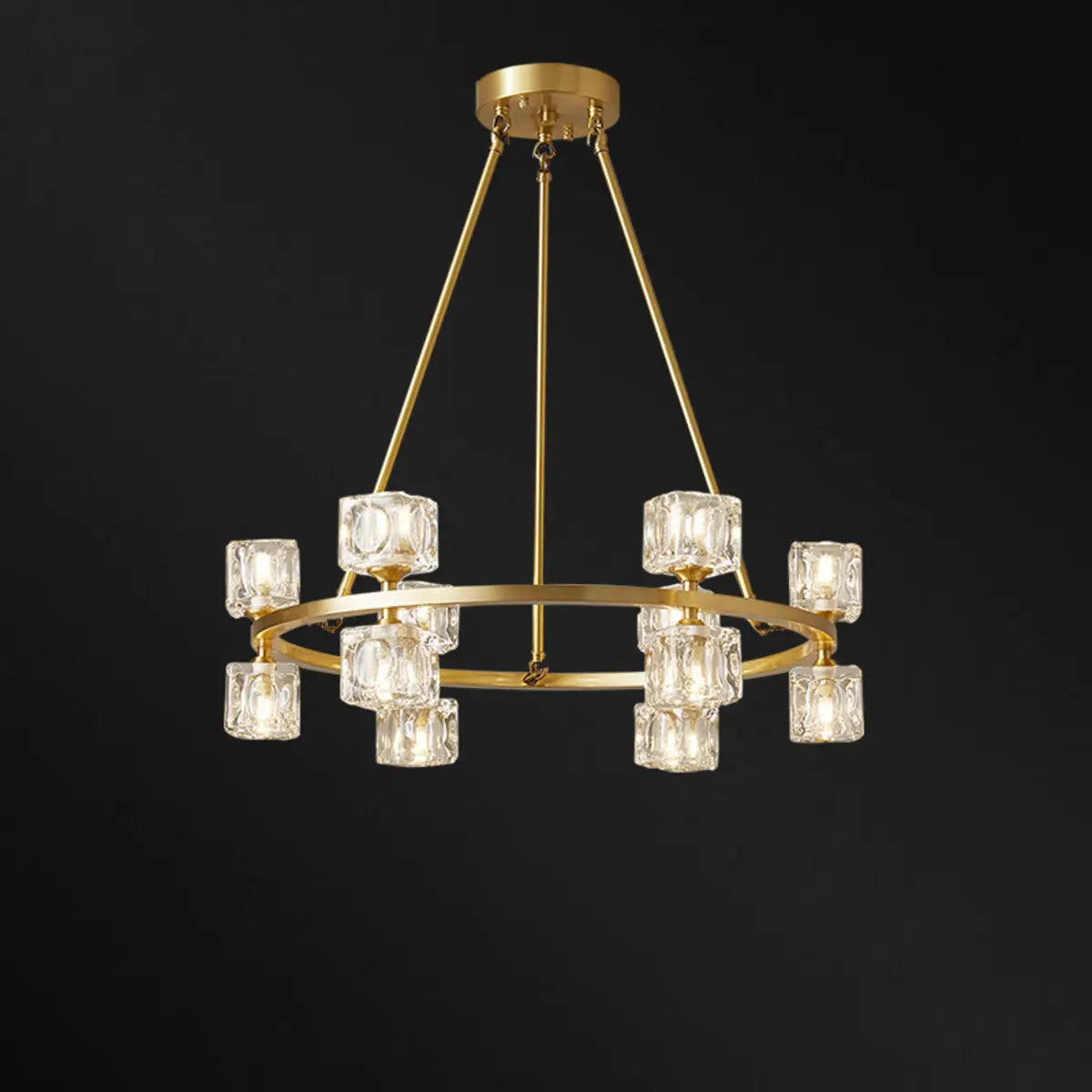 Contemporary Ring Square Crystal Living Room Chandelier Image - 3