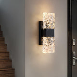 Modern Crystal Glass Rectangular Up Down Wall Sconce Image - 1