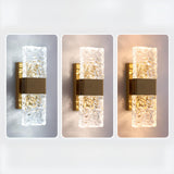 Modern Crystal Glass Rectangular Up Down Wall Sconce Image - 10