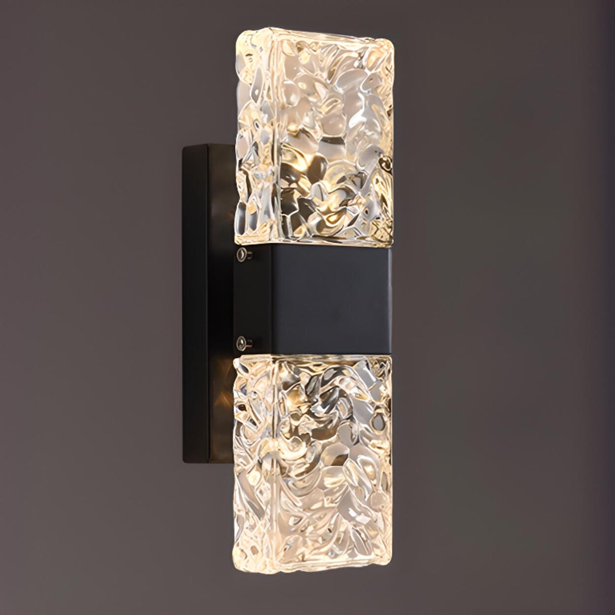 Modern Crystal Glass Rectangular Up Down Wall Sconce Image - 11