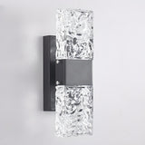 Modern Crystal Glass Rectangular Up Down Wall Sconce Image - 13