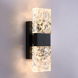 Modern Crystal Glass Rectangular Up Down Wall Sconce Image - 14