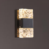 Modern Crystal Glass Rectangular Up Down Wall Sconce Image - 3