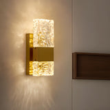 Modern Crystal Glass Rectangular Up Down Wall Sconce Image - 5