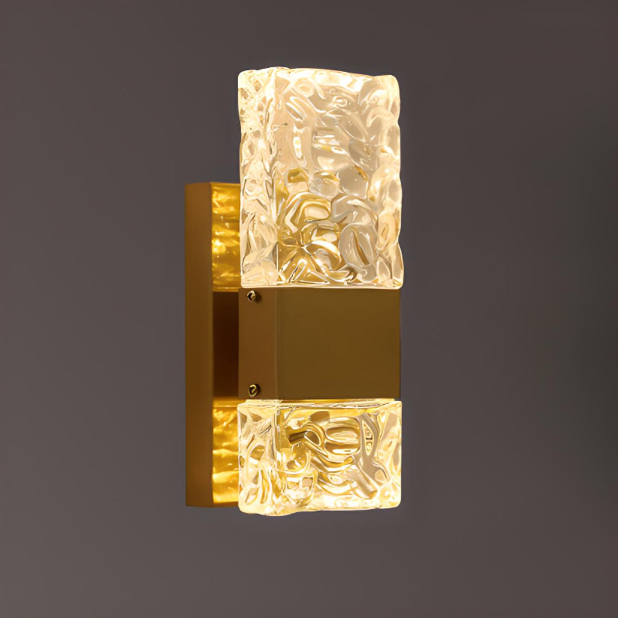 Modern Crystal Glass Rectangular Up Down Wall Sconce Image - 6