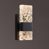 Modern Crystal Glass Rectangular Up Down Wall Sconce Image - 7