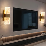 Modern Crystal Glass Rectangular Up Down Wall Sconce Image - 8