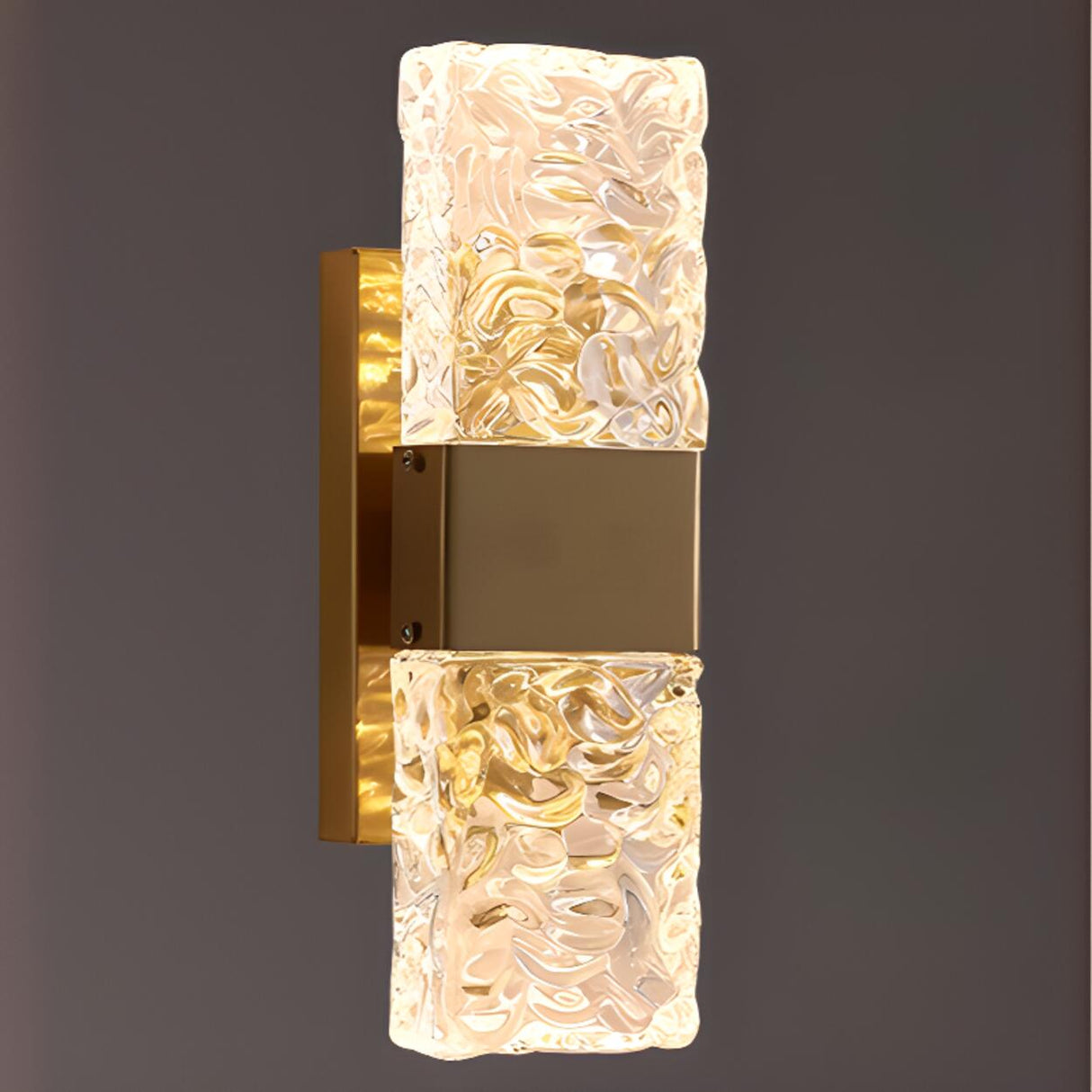 Modern Crystal Glass Rectangular Up Down Wall Sconce Image - 9