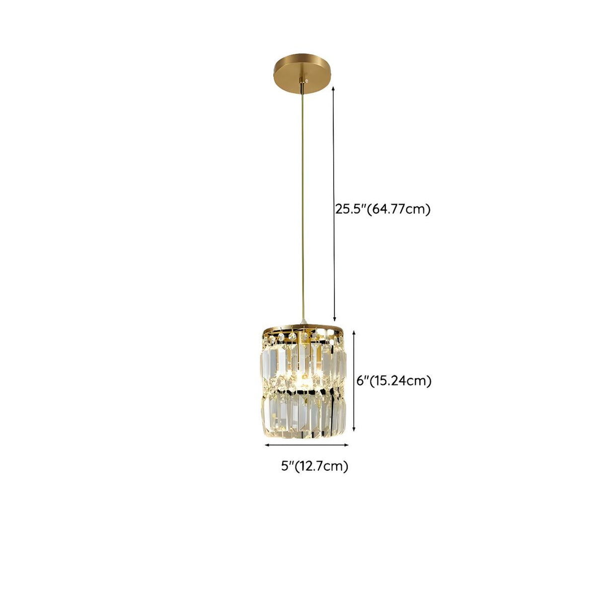 Modern Crystal Gold Cylinder Multiple Pendant Light 