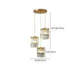 Modern Crystal Gold Cylinder Multiple Pendant Light Image - 14