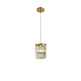 Modern Crystal Gold Cylinder Multiple Pendant Light Image - 2