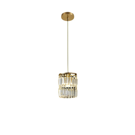 Modern Crystal Gold Cylinder Multiple Pendant Light Image - 2