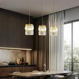 Modern Crystal Gold Cylinder Multiple Pendant Light Image - 6