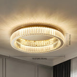 Modern Crystal Gold Round Dimmable Flush Mount Light Image - 10