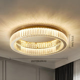 Modern Crystal Gold Round Dimmable Flush Mount Light Image - 11