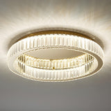 Modern Crystal Gold Round Dimmable Flush Mount Light Image - 14