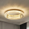 Modern Crystal Gold Round Dimmable Flush Mount Light Image - 2