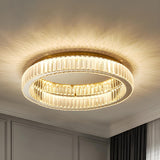 Modern Crystal Gold Round Dimmable Flush Mount Light Image - 3