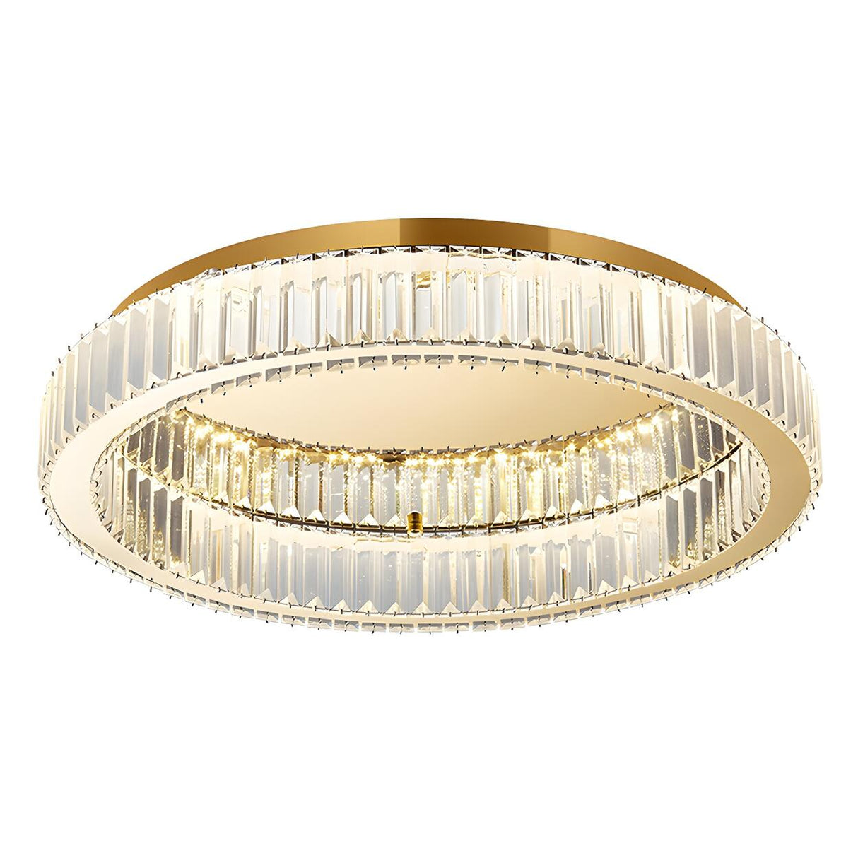 Modern Crystal Gold Round Dimmable Flush Mount Light Image - 8