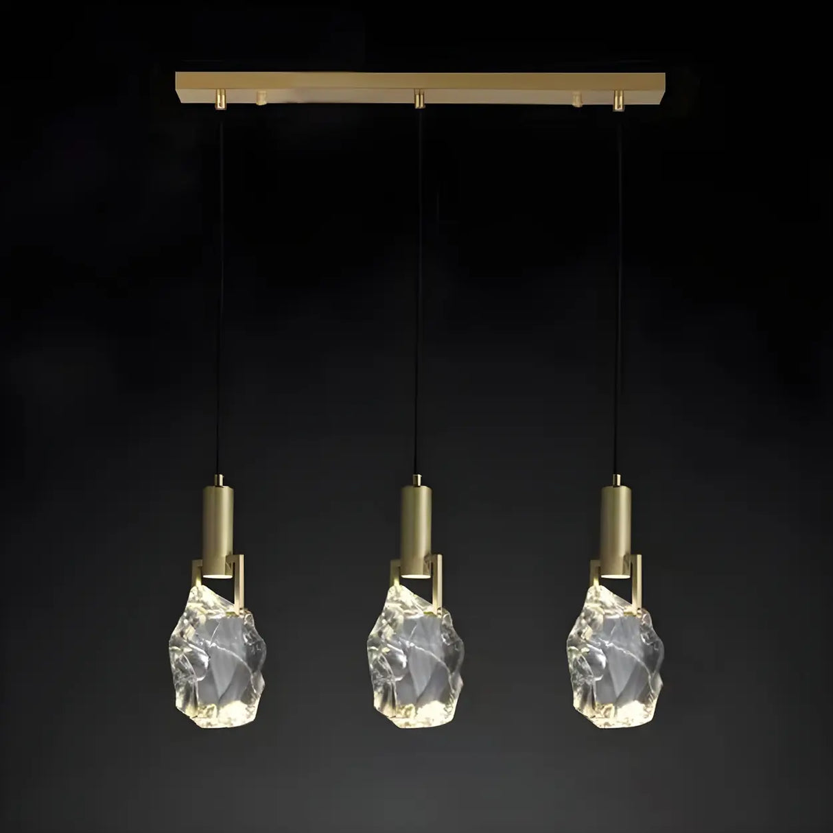 Modern Crystal Pendant Light Gold Bedroom Adjustable Height Image - 10