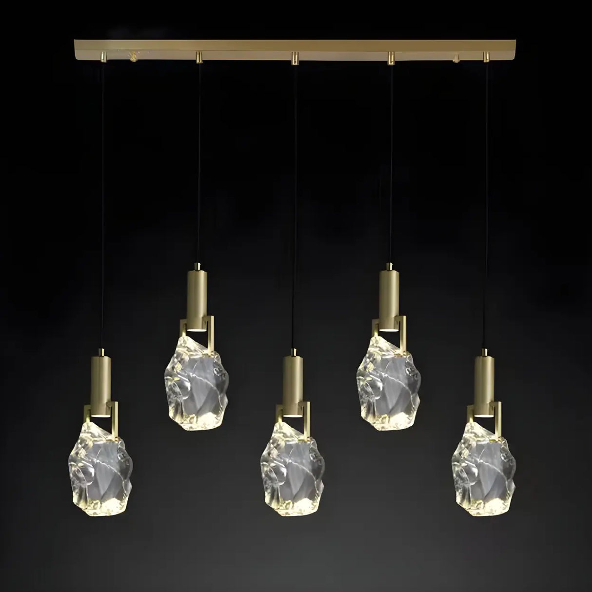 Modern Crystal Pendant Light Gold Bedroom Adjustable Height Image - 11