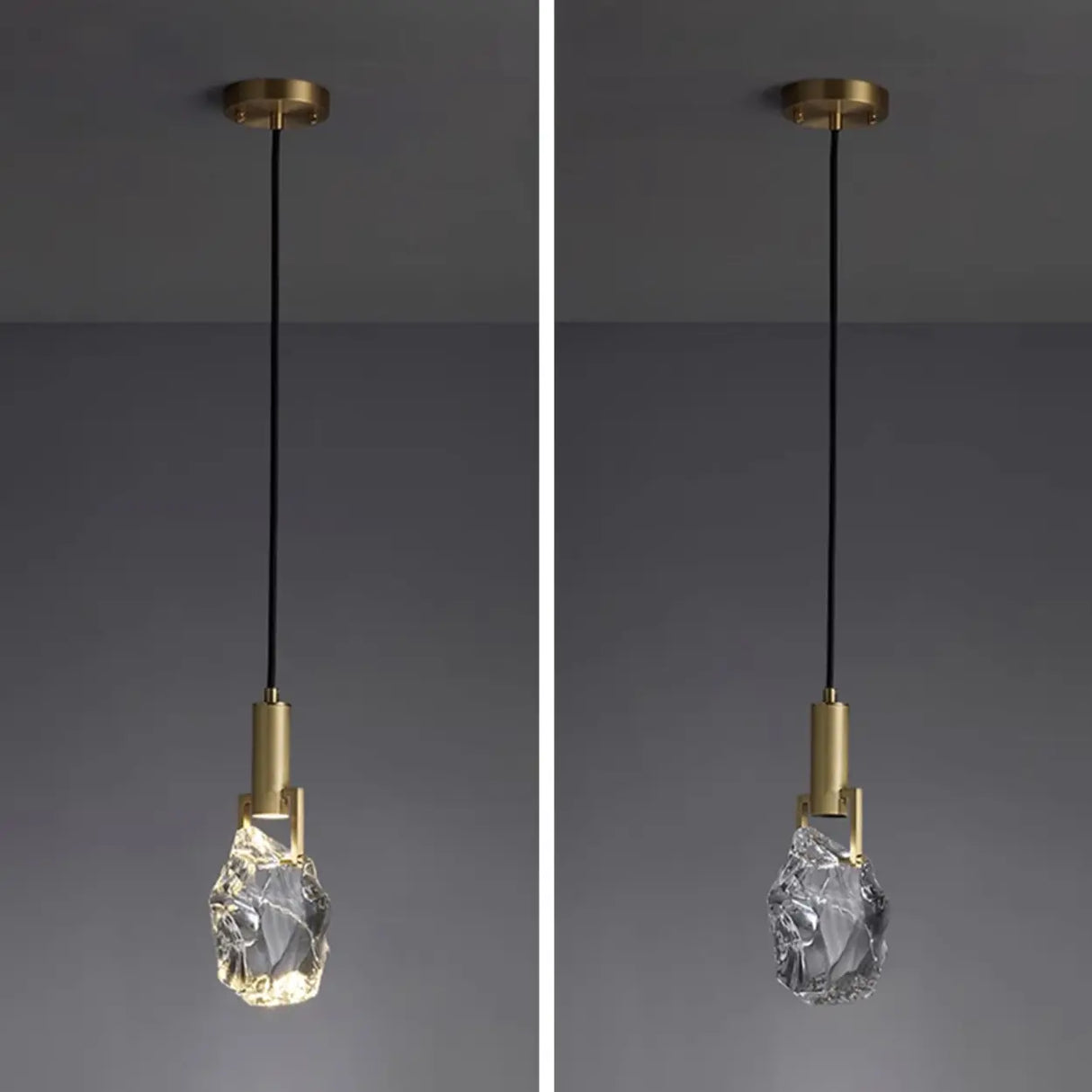 Modern Crystal Pendant Light Gold Bedroom Adjustable Height Image - 12