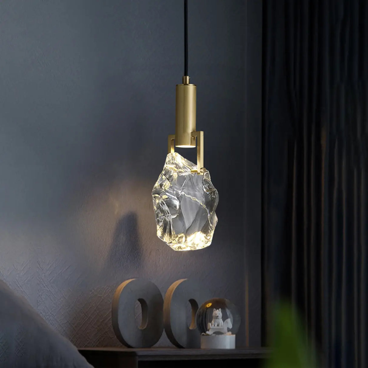 Modern Crystal Pendant Light Gold Bedroom Adjustable Height Image - 17