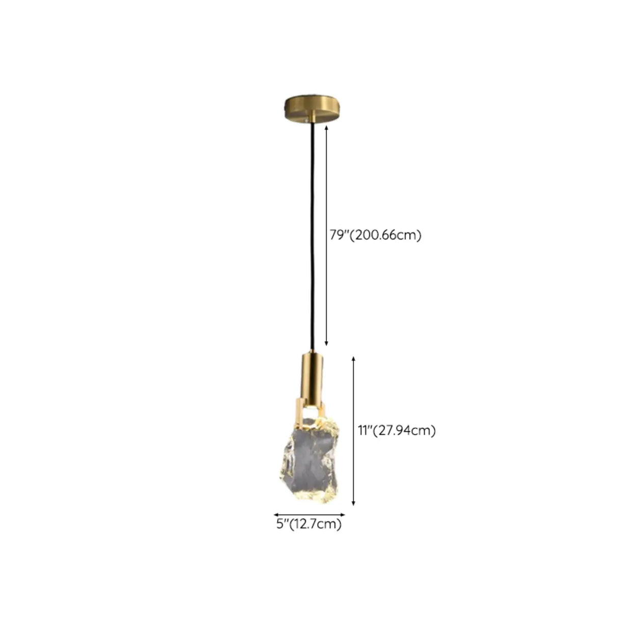 Modern Crystal Pendant Light Gold Bedroom Adjustable Height 