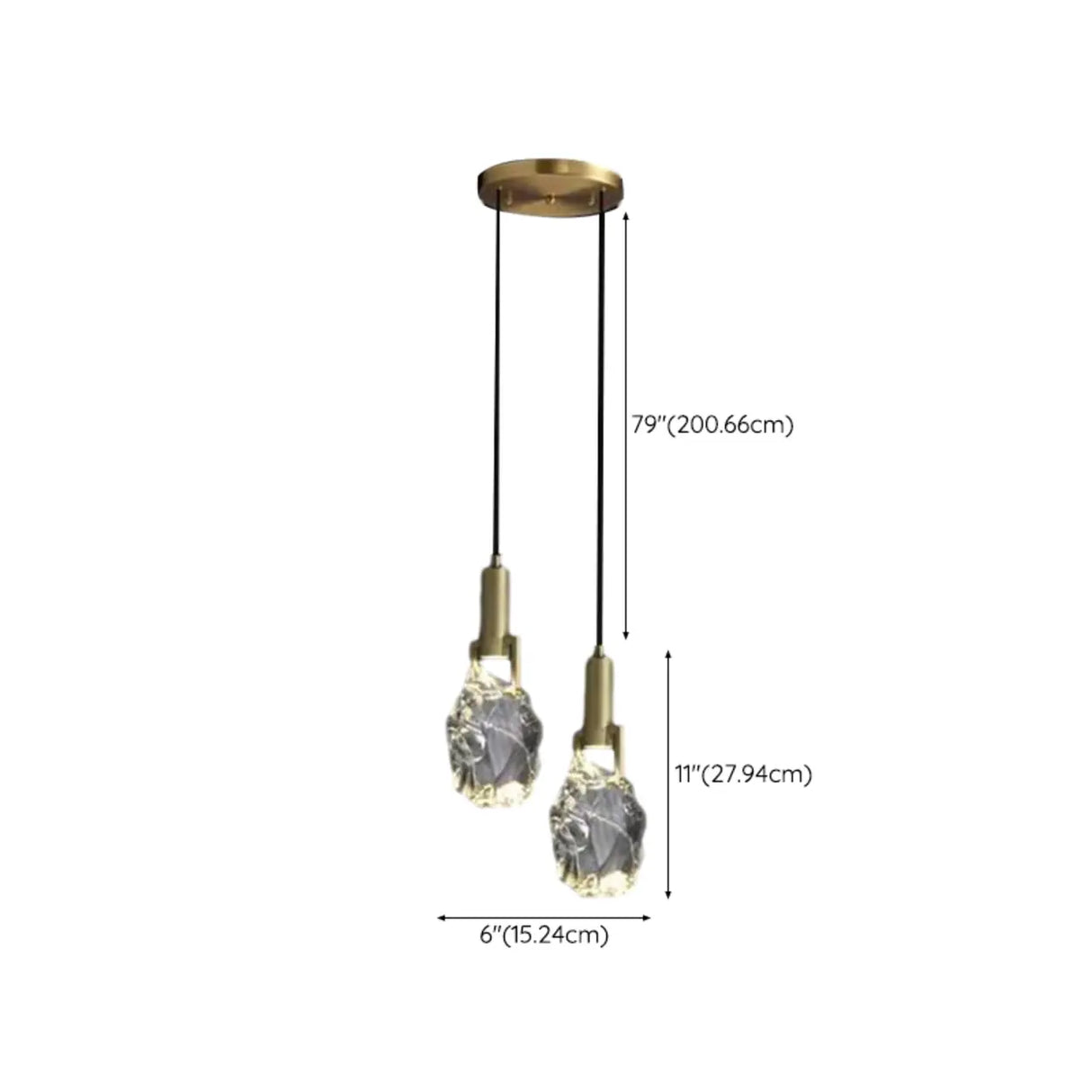 Modern Crystal Pendant Light Gold Bedroom Adjustable Height Image - 23