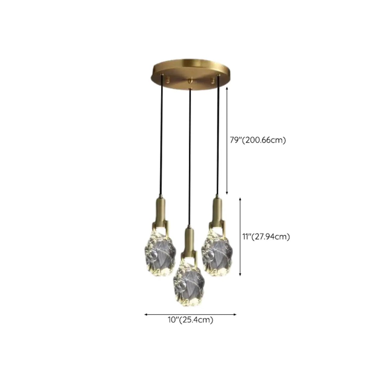 Modern Crystal Pendant Light Gold Bedroom Adjustable Height Image - 24