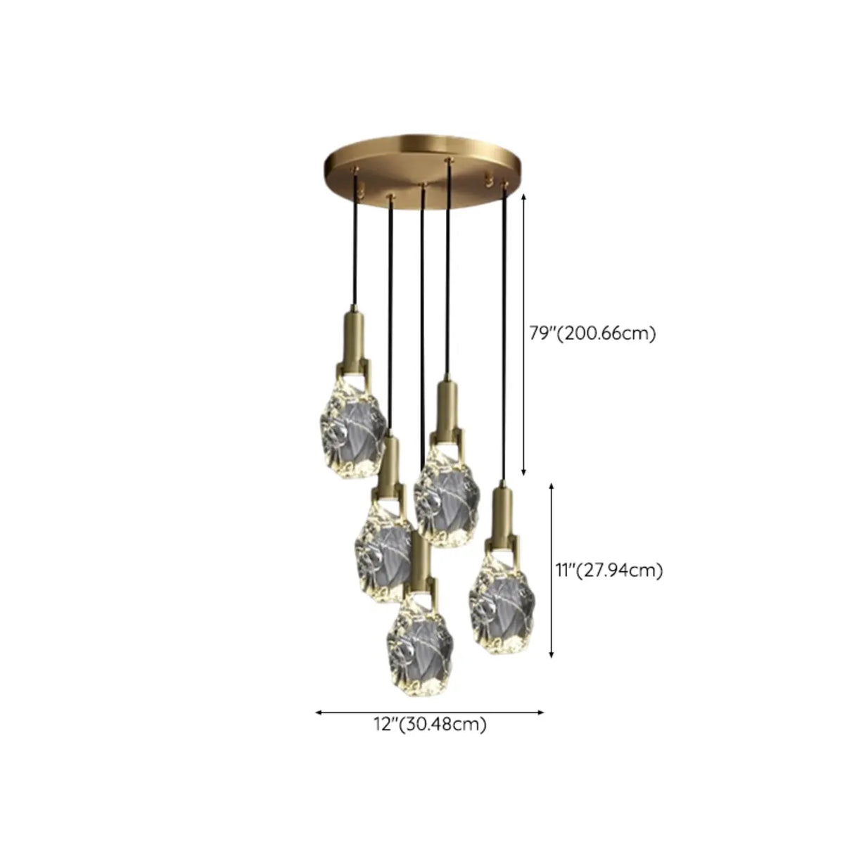 Modern Crystal Pendant Light Gold Bedroom Adjustable Height Image - 25