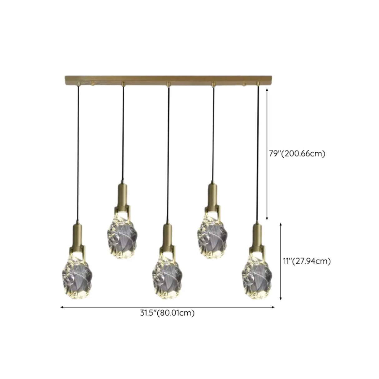 Modern Crystal Pendant Light Gold Bedroom Adjustable Height Image - 27