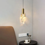 Modern Crystal Pendant Light Gold Bedroom Adjustable Height Image - 4