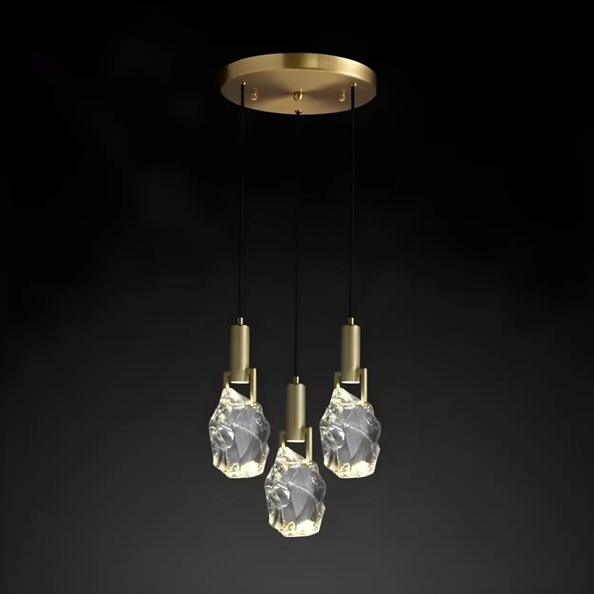 Modern Crystal Pendant Light Gold Bedroom Adjustable Height Image - 6