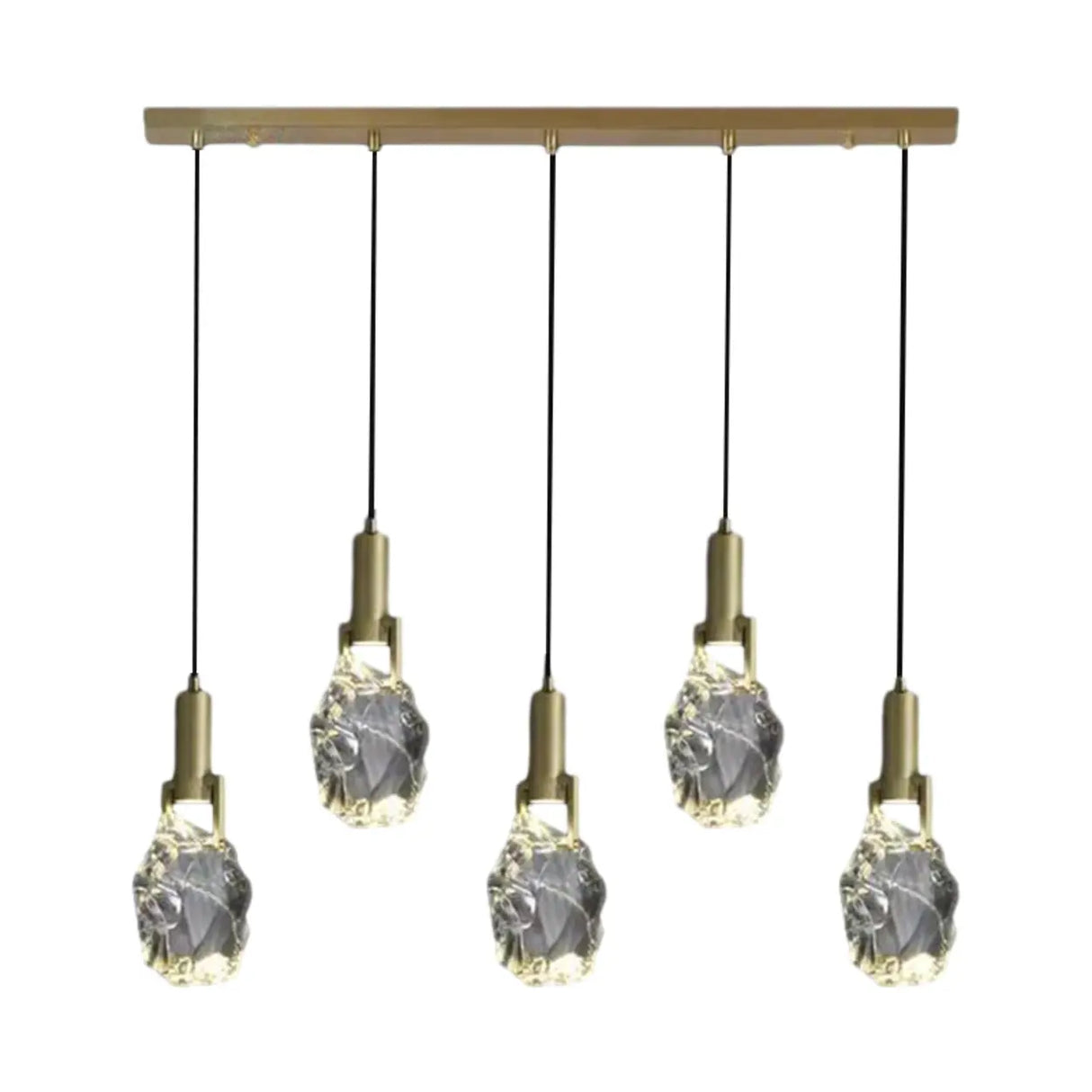 Modern Crystal Pendant Light Gold Bedroom Adjustable Height Image - 9