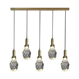 Modern Crystal Pendant Light Gold Bedroom Adjustable Height Image - 9