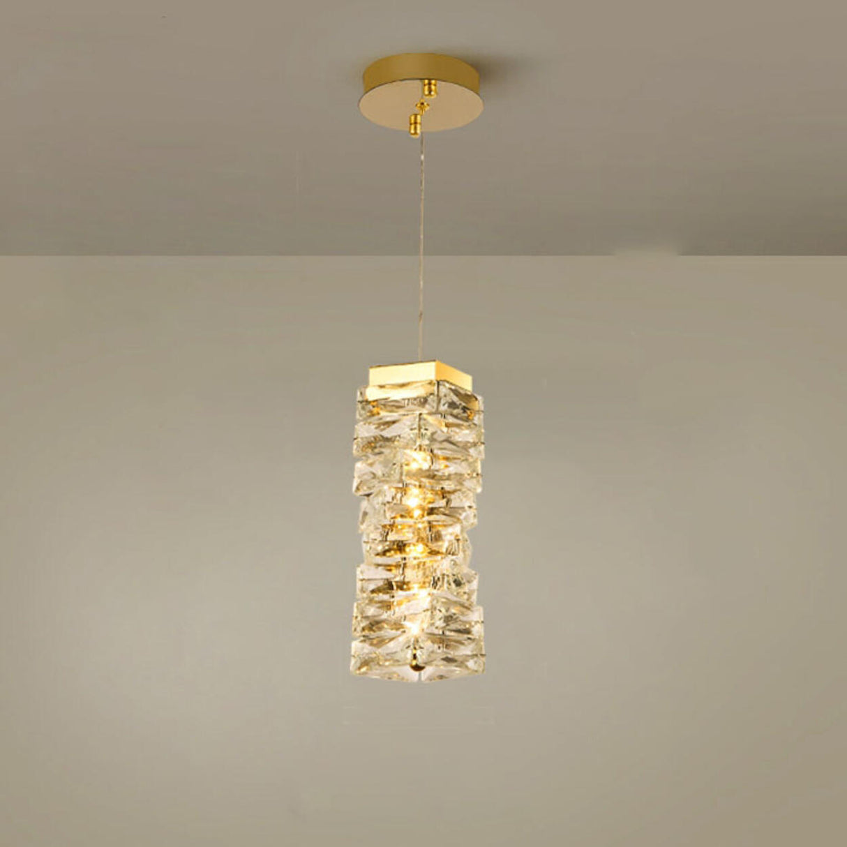 Modern Crystal Rectangular Cube LED Pendant Light Image - 9