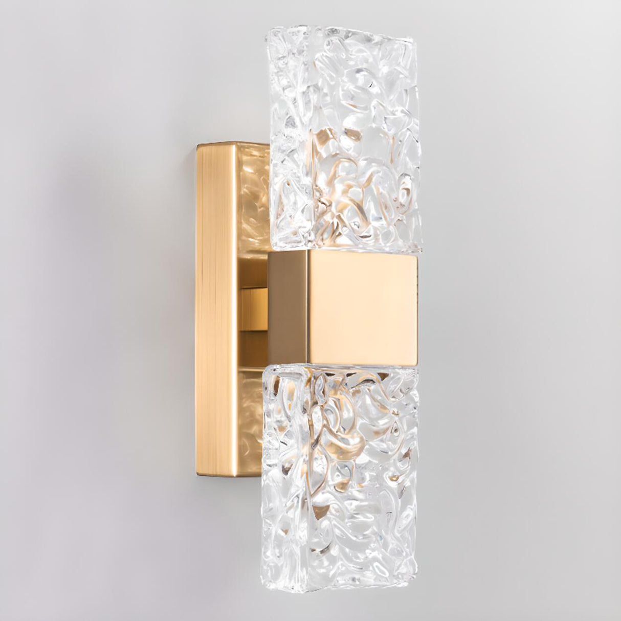 Modern Crystal Rectangular Glass Wall Sconce Image - 13