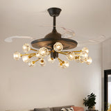 Modern Crystal Sputnik Chandelier Fan with Light Image - 1