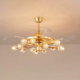 Modern Crystal Sputnik Chandelier Fan with Light Image - 10