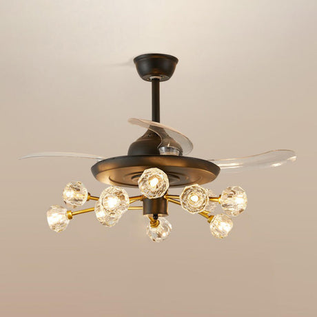 Modern Crystal Sputnik Chandelier Fan with Light Image - 2