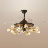 Modern Crystal Sputnik Chandelier Fan with Light Image - 6