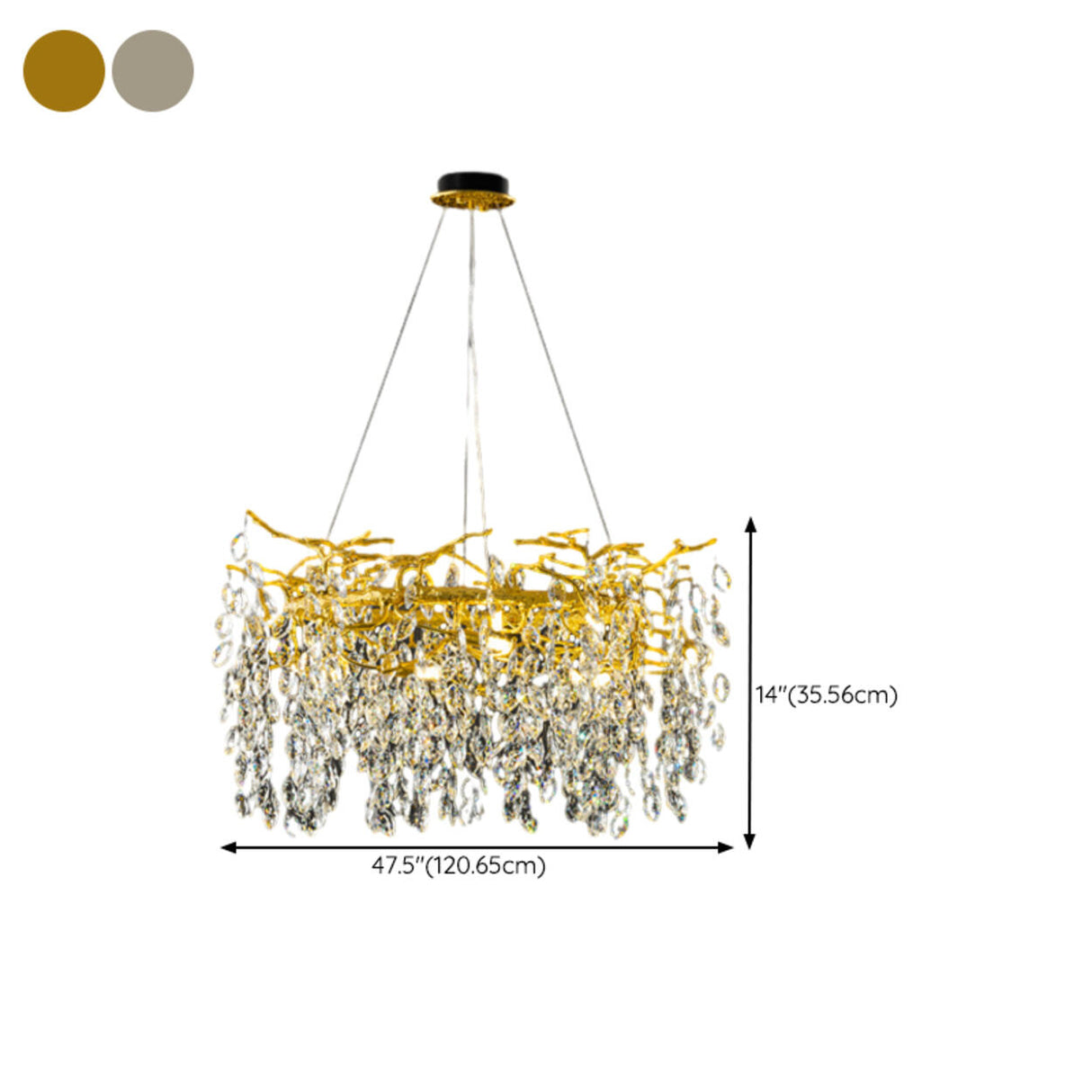 Modern Crystal Teardrop Round Chandelier Adjustable Height Image - 19