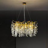 Modern Crystal Teardrop Round Chandelier Adjustable Height Image - 5