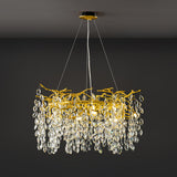 Modern Crystal Teardrop Round Chandelier Adjustable Height Image - 7