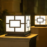 Modern Cube Metal Outdoor Garden Pillar Light Black Image - 1