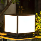 Modern Cube Metal Outdoor Garden Pillar Light Black Image - 14